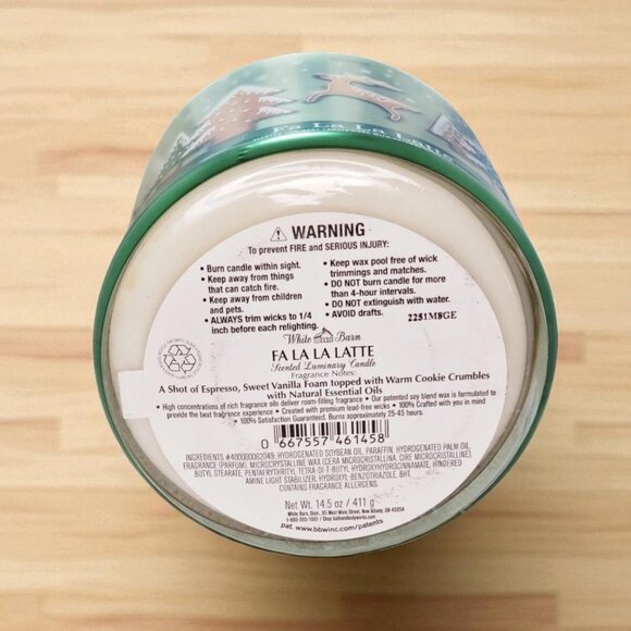 🆕Bath & Body Works Fa La La Latte 3 Wick Candle - Picture 3 of 3